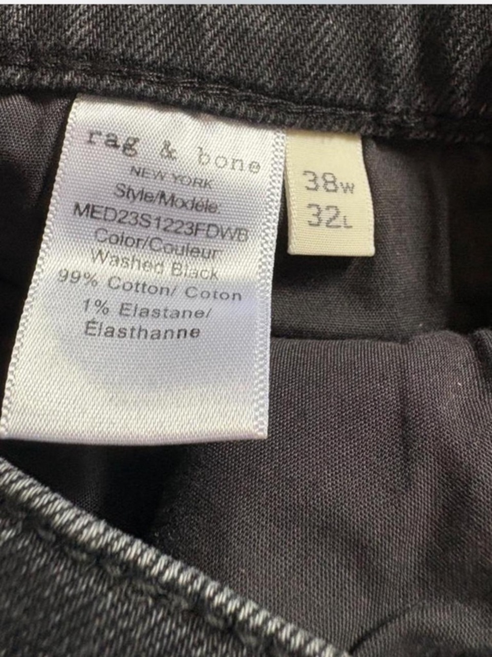 Men’s Rag & Bone Fit 2 Authentic Stretch Jeans in a Washed Black - Picture 6 of 8